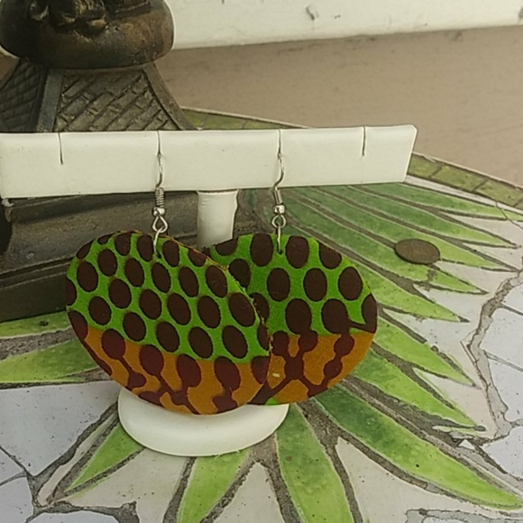 African Fabric Earrings Ghana New w/o Tags - Picture 3 of 3